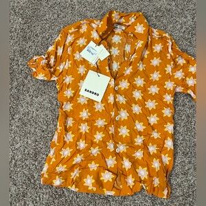 NWT - Sandro Men’s Orange Floral Top - Size XS